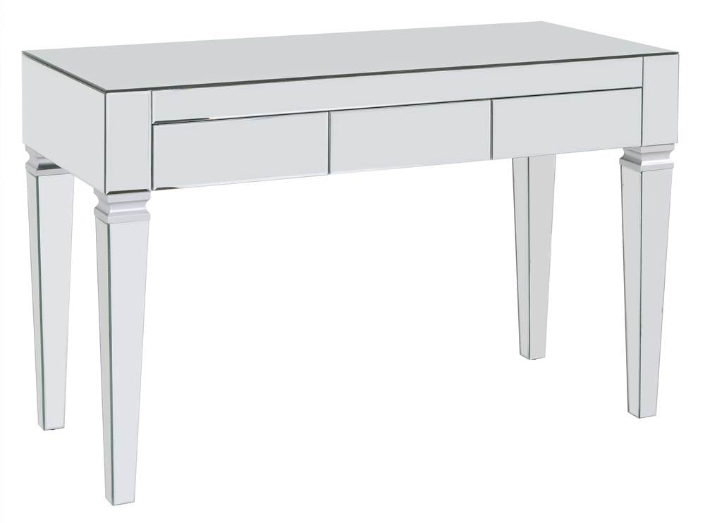 Glamorous Brown Mirrored Desk with 3 Felt-Lined Drawers