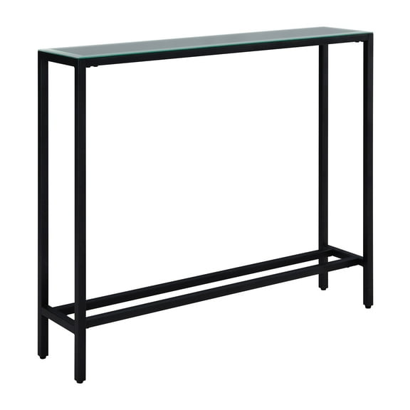SEI Furniture Darrin 36" Glass Top Console Table in Black