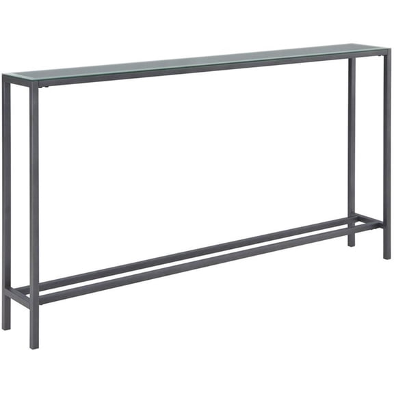 SEI Furniture Darrin 56" Console Table in Gray w- Mirror Top