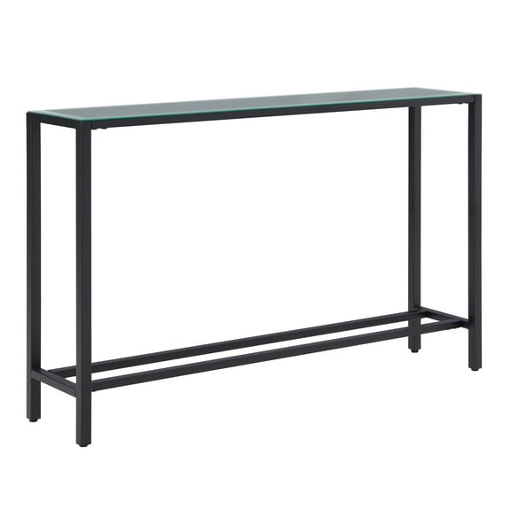 SEI Furniture Darrin 56" Glass Top Console Table in Black