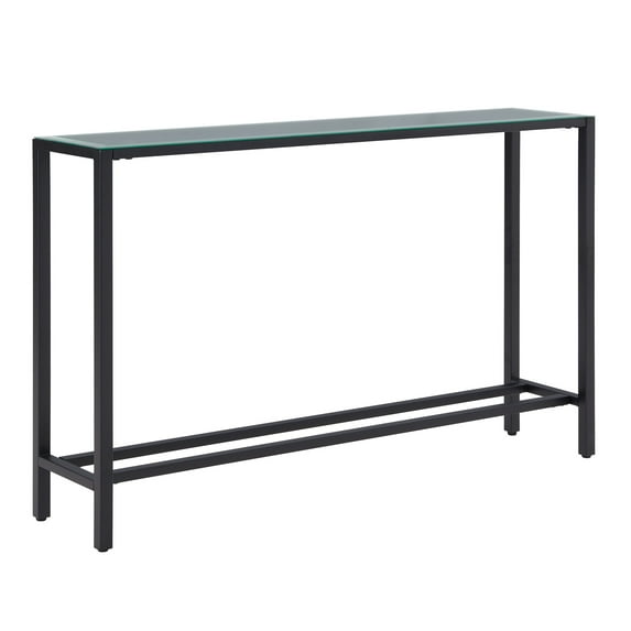 SEI Furniture Darrin 56" Glass Top Console Table in Black