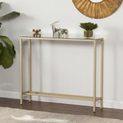 Darrin Narrow Mini Console Table with Mirrored Top - Gold