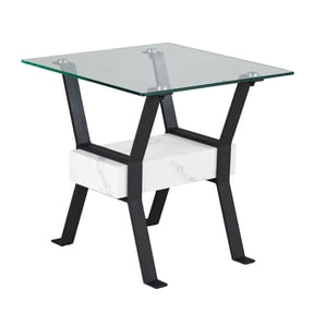 SEI Darvette Glass-Top End Table in Black Color