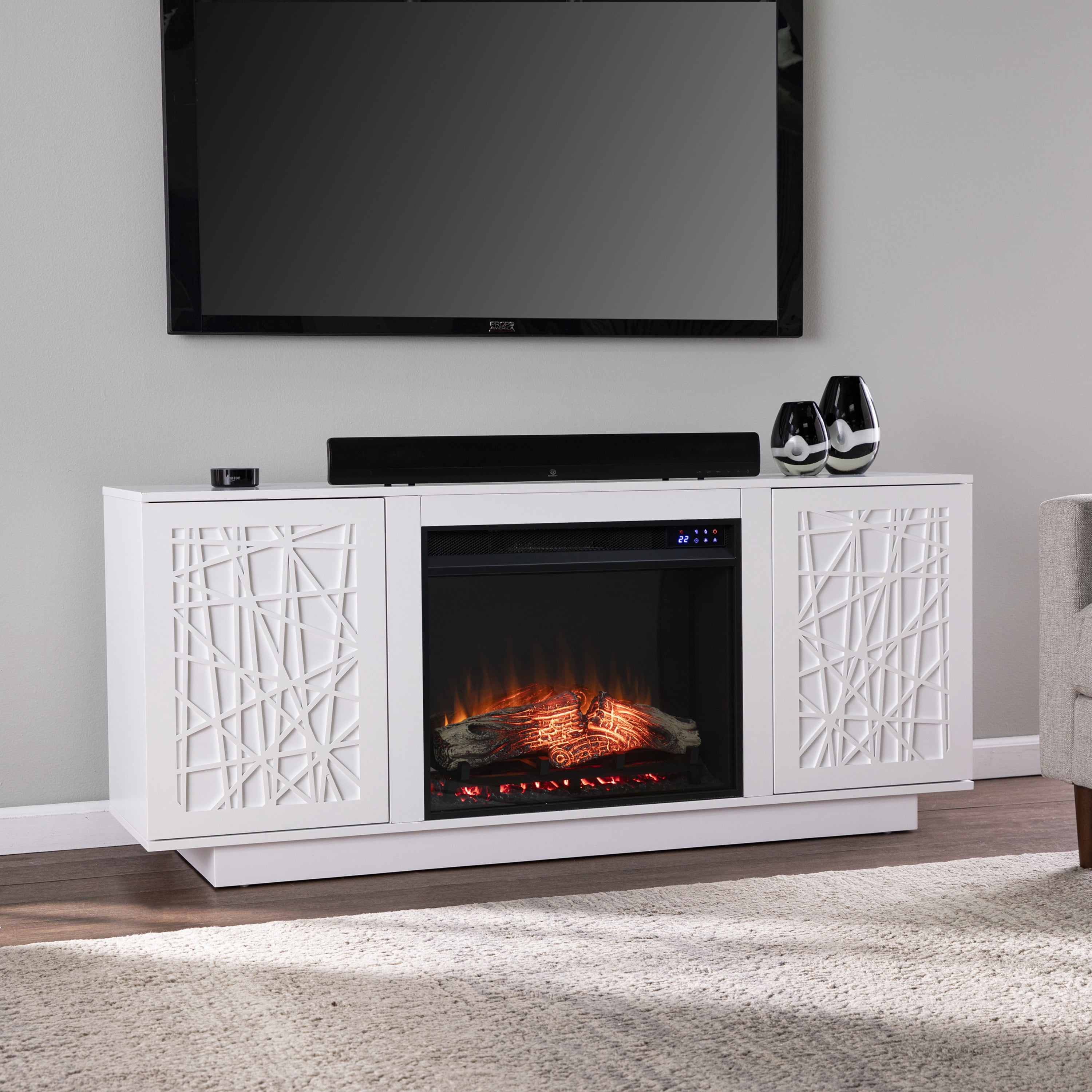 SEI Furniture Delgrave Touch Screen Electric Media Fireplace with Storage  60 x 26 Freestanding Indoor Electric Fireplaces - Walmart.com