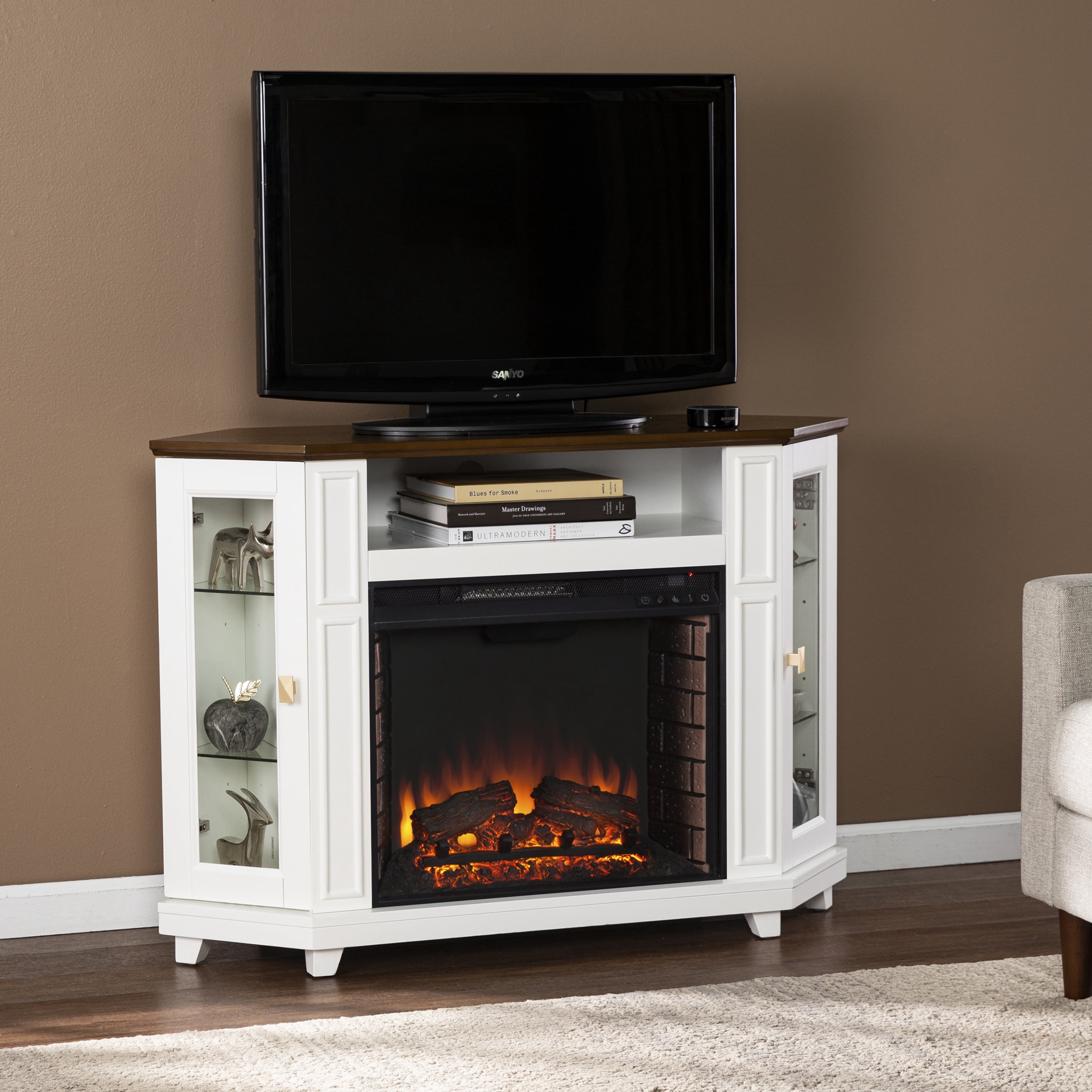 SEI Furniture Dilvon Electric Media Fireplace with Storage 46.5 x 32 Freestanding Indoor Electric Fireplaces Sansujyuku sansujyuku.com