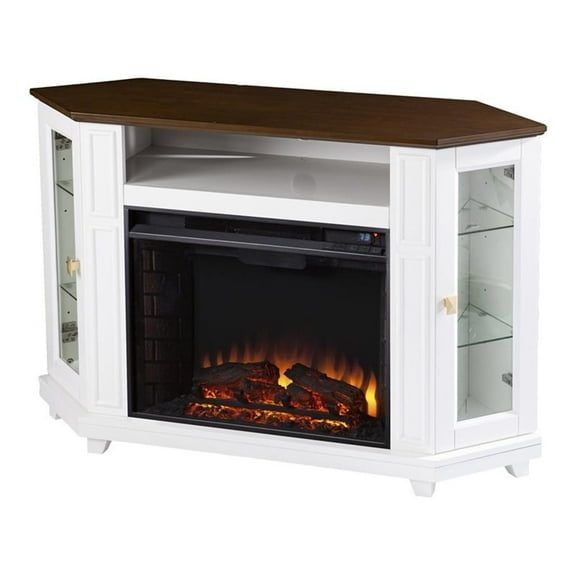 SEI Furniture Dilvon Storage Wood Electric Media Fireplace/TV Stand in White