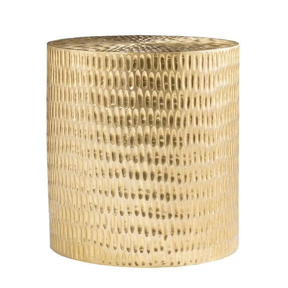 SEI Furniture Doylin Round End Table with Brass Cladding in Gold
