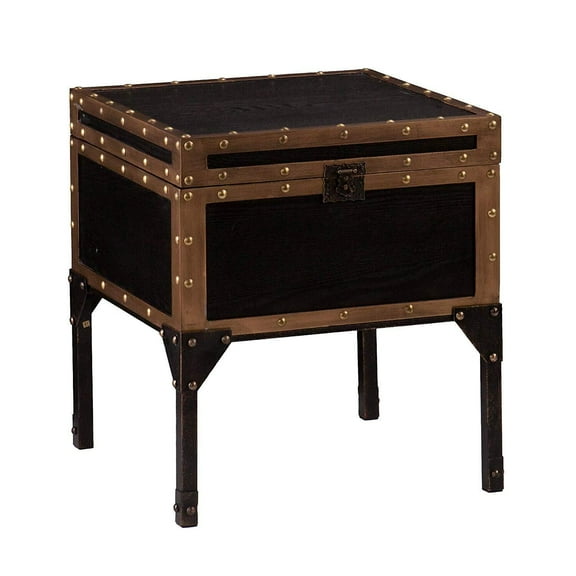 SEI Furniture Drifton Travel Trunk End Table in Black