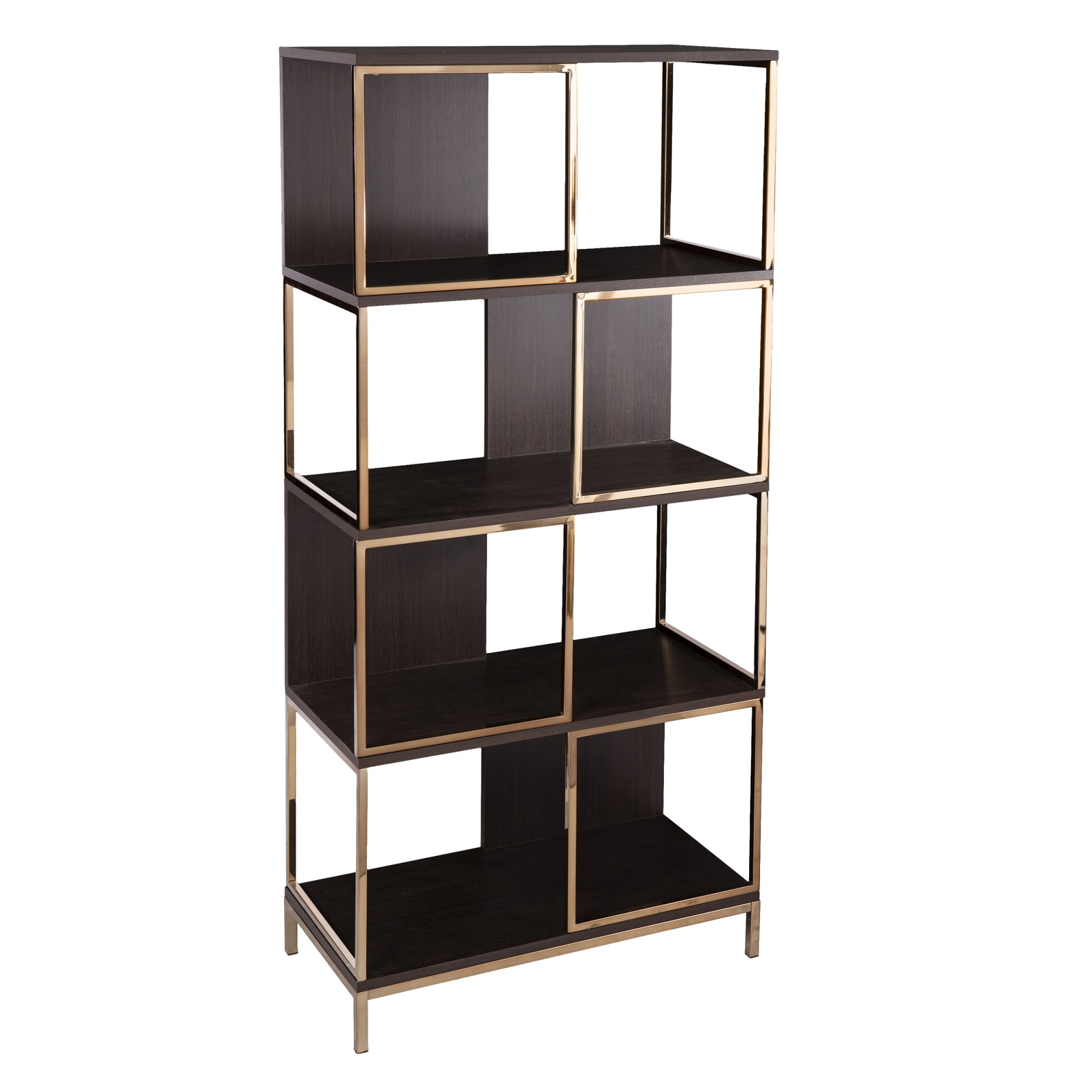 Dunleer Dark Brown-Champagne Modern Geometric Etagere