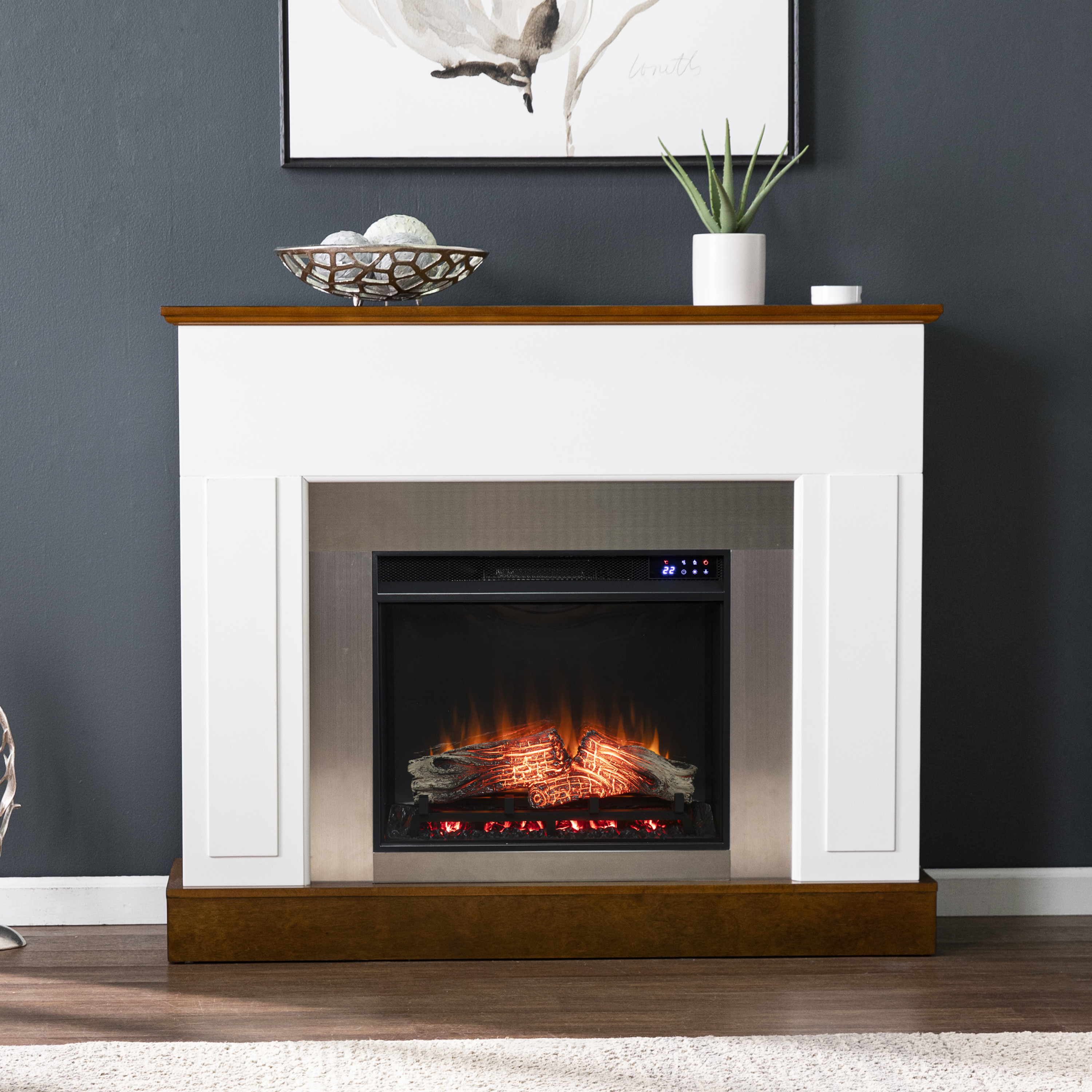SEI Furniture Eastrington Industrial Touch Screen Electric Fireplace 50 x  42.25 Freestanding Indoor Electric Fireplaces - Walmart.com