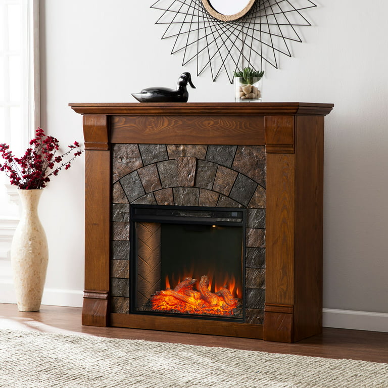 Chimeneas decorativas para el salón  Stone electric fireplace, Free  standing electric fireplace, Electric fireplace