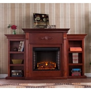 SEI Furniture Fredricksburg Wood Electric Fireplace with Bookcases in Black