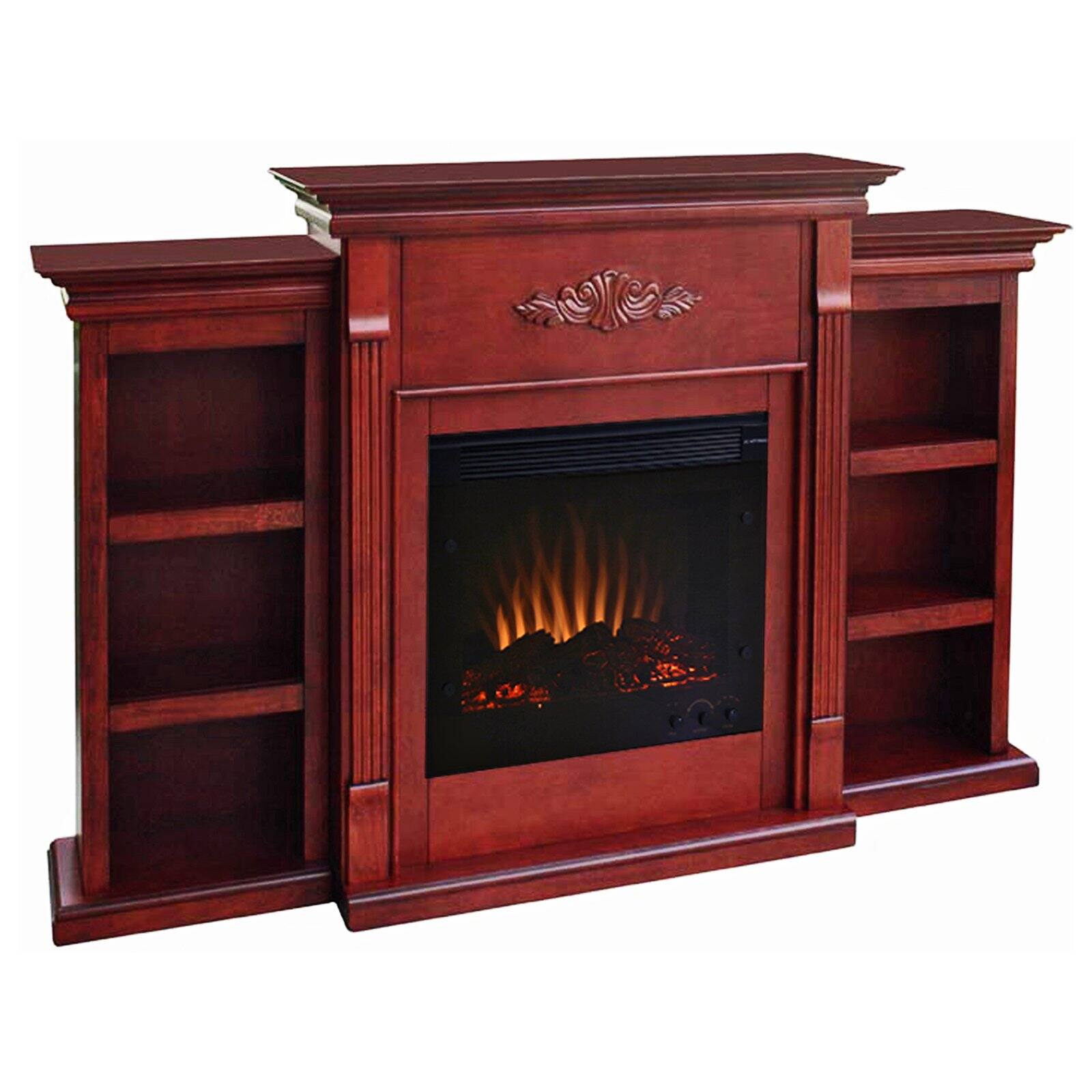 SEI Furniture Fredricksburg Wood Electric Fireplace with Bookcases in Brown - image 1 of 2