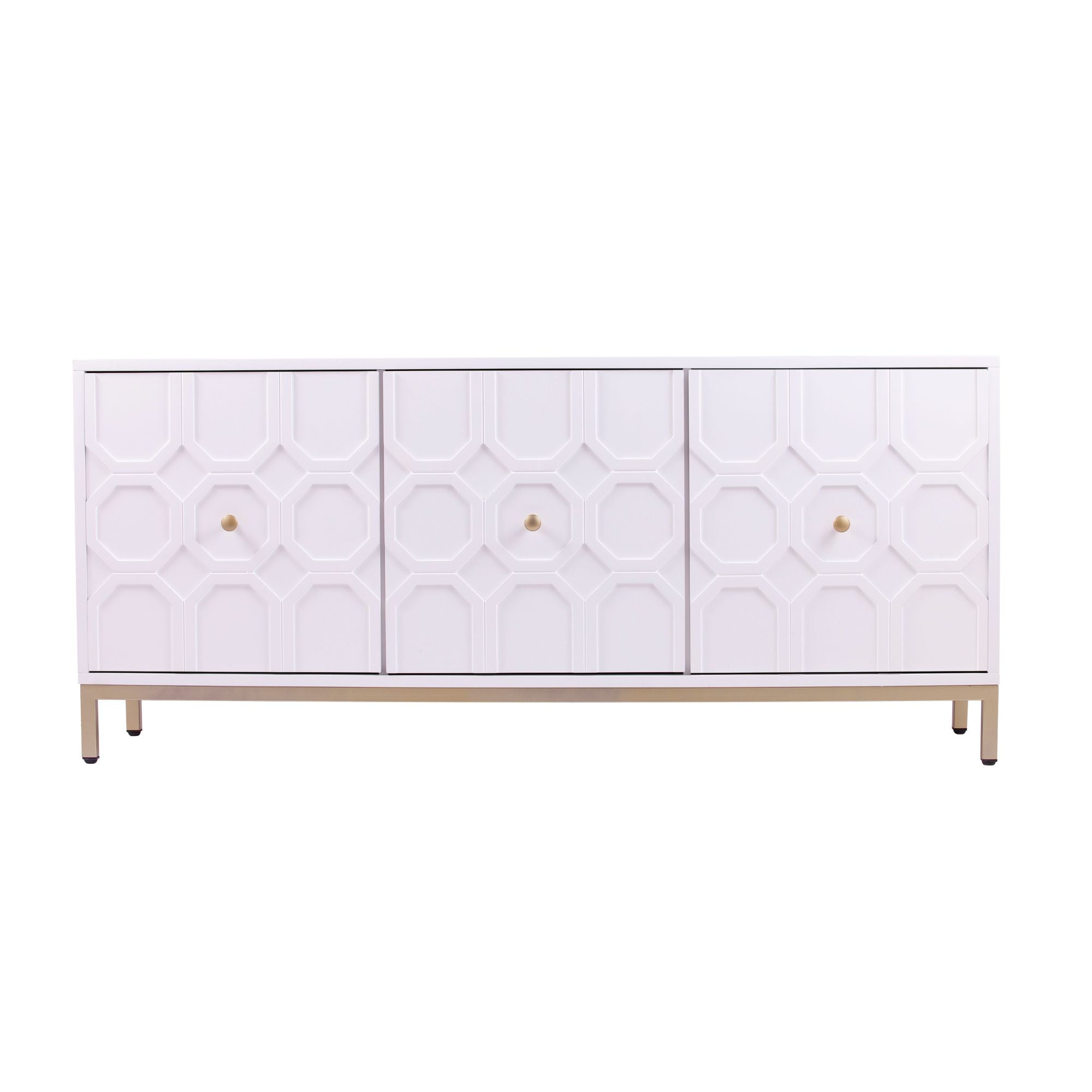 Antique White 3-Door Accent Cabinet with Adjustable Shelving