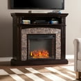 thumbnail image 1 of Grantham Faux Stone Corner Electric Media Fireplace - Ebony, 1 of 3