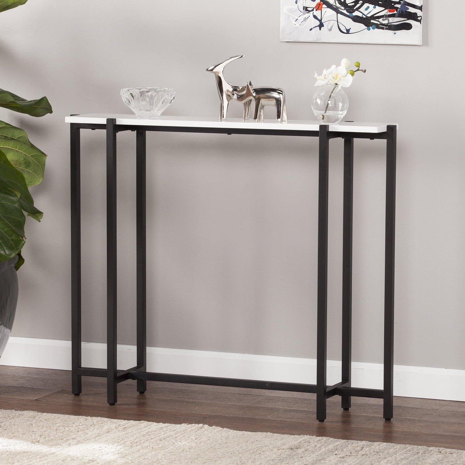 Mini Console Tables For Small Spaces Reference: Helena Contemporary Narrow Mini Console Table