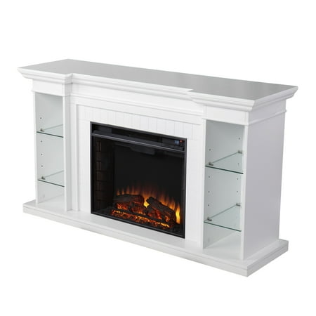 SEI Furniture - Henstinger Electric  Fireplace with Bookcase - White finish