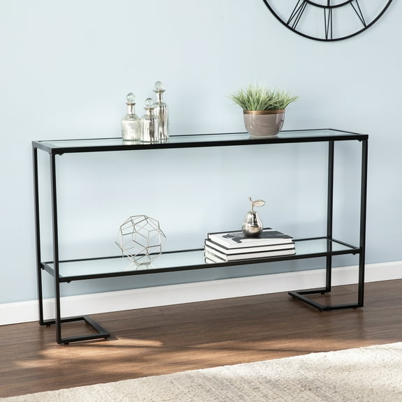 SEI Furniture Horten Glass Console Table in Black