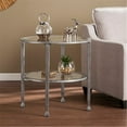 thumbnail image 1 of SEI Furniture Jaymes Round Glass Top Metal End Table in Silver, 1 of 8