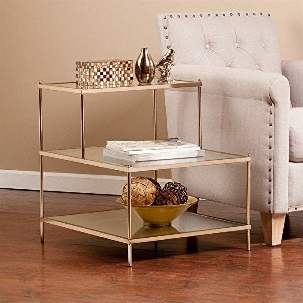 Glamorous Gold Plated Iron & Glass Mirrored Accent Table