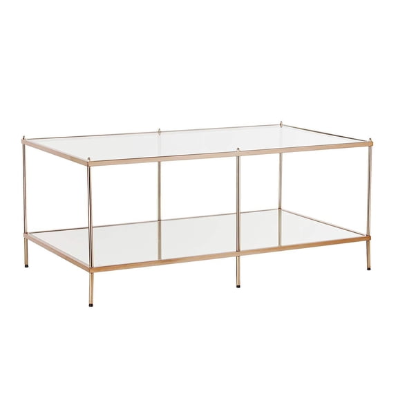 SEI Furniture Knox Glass Top Coffee Table in Gold