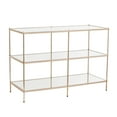 thumbnail interactive-video image 1 of Southern Enterprises 42" Clear and Gold Contemporary Console Table with Shelves, 1 of 4