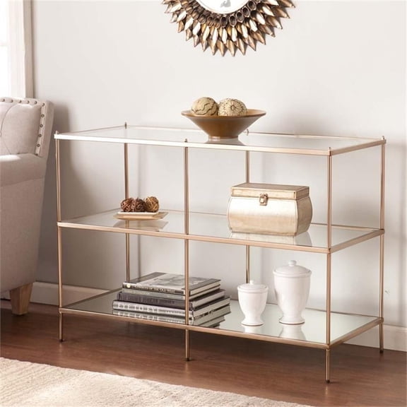 SEI Furniture Knox Glass Top Console Table in Gold