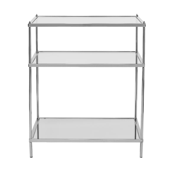 SEI Furniture Knox Iron Metal & Glass Mirrored Side Table in Chrome