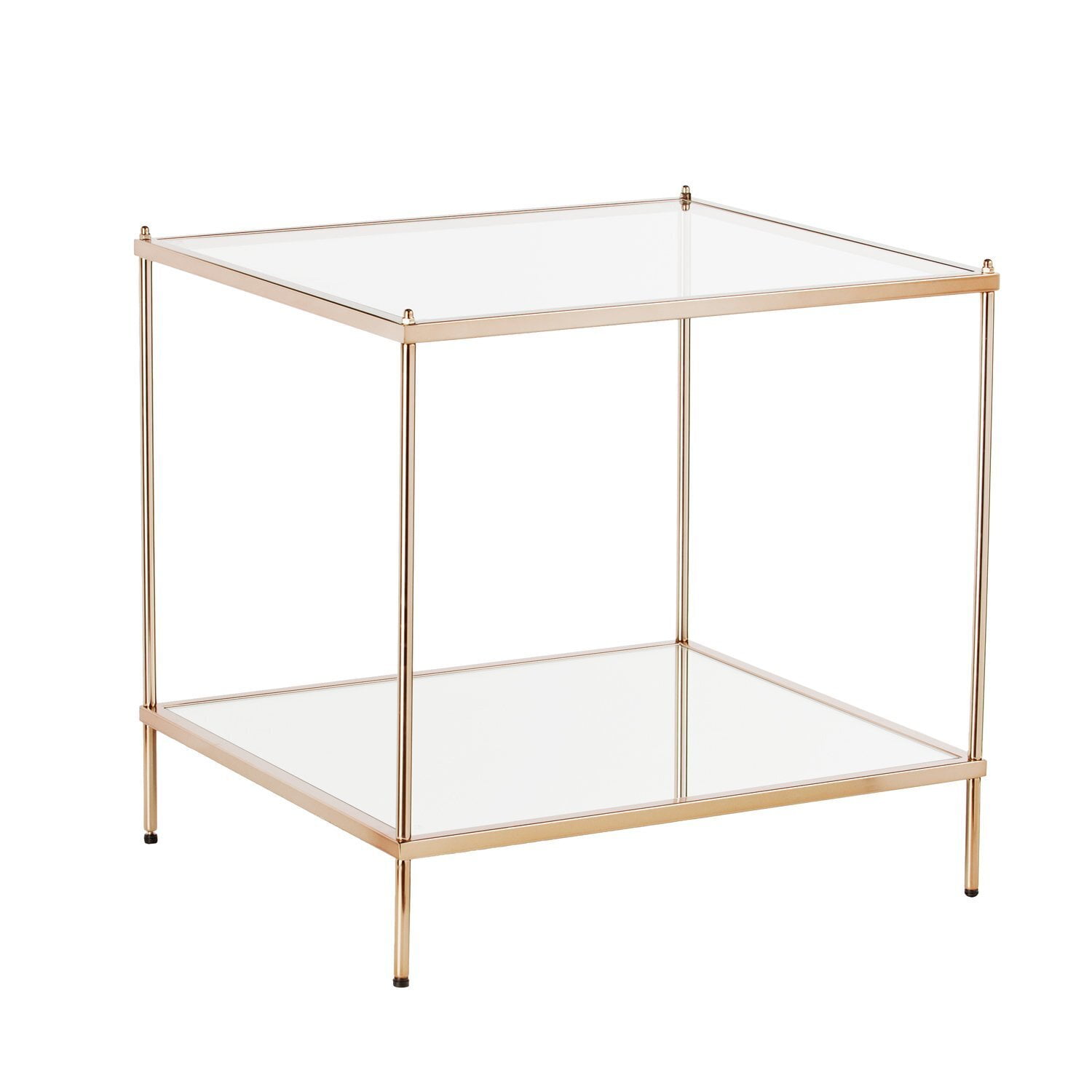 Glam Gold Mirrored Glass Rectangular End Table