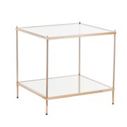 SEI Furniture Knox Square Glass Top End Table in Gold