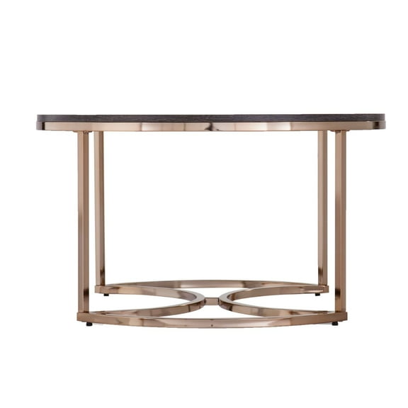 SEI Furniture Lachlan Round Metal Nested Coffee Table Set in Champagne/Espresso