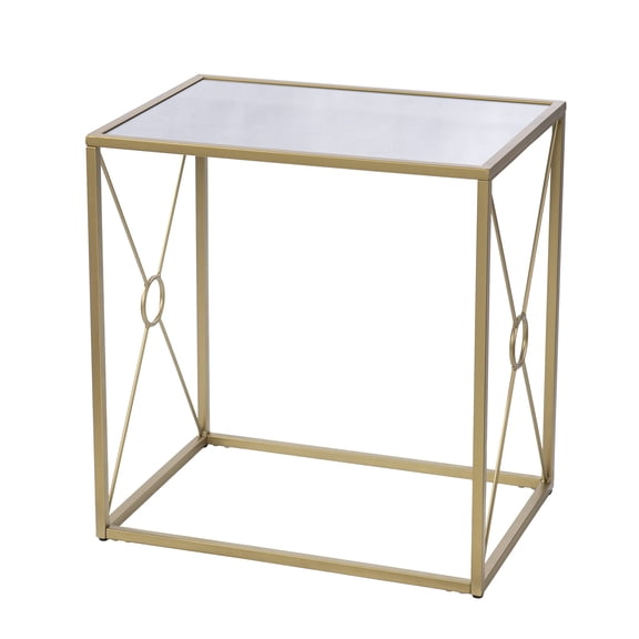 SEI Furniture Larden Mirror-Top End Table in Antiqued Mirror-Gold