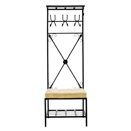 SEI Furniture Leon Entryway Storage Rack-Bench Seat in Textured Black