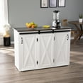 thumbnail image 1 of SEI Furniture Leshire Engineered Wood Barn-Door Kitchen Island Dark Brown/White, 1 of 3