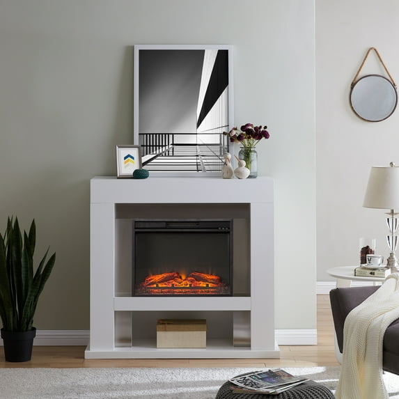 SEI Furniture Lirrington Engineered Wood Electric Fireplace in White