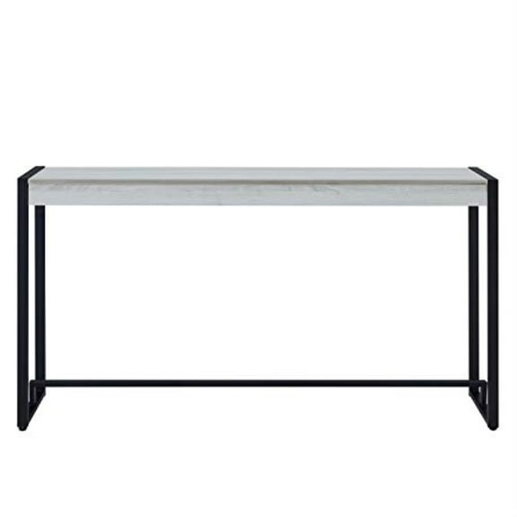 SEI Furniture Macen Wood Top Console Table in Distressed White and Black