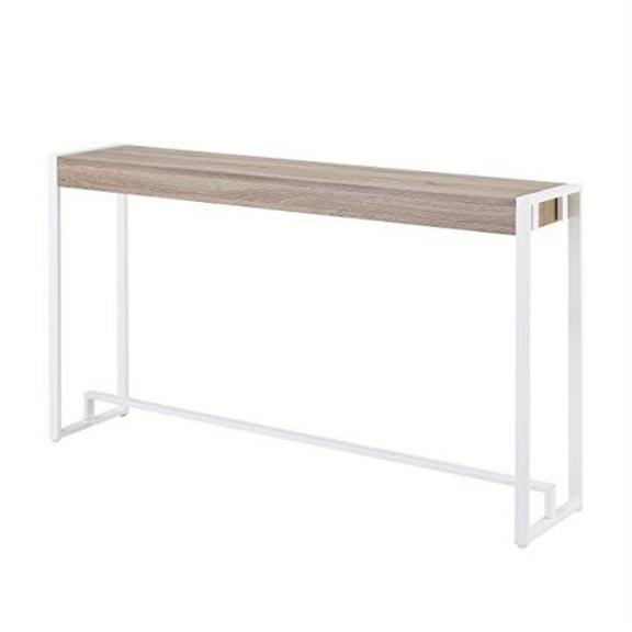 SEI Furniture Macen Wood Top Console Table in Mocha Gray and White