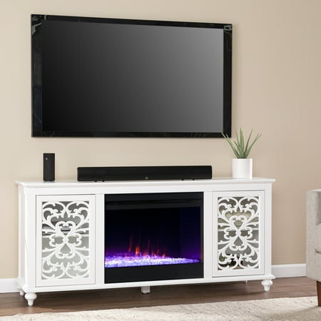 SEI Furniture - Maldina Fireplace Entertainment Center for Most Flat-Panel TVs Up to 56" - White finish