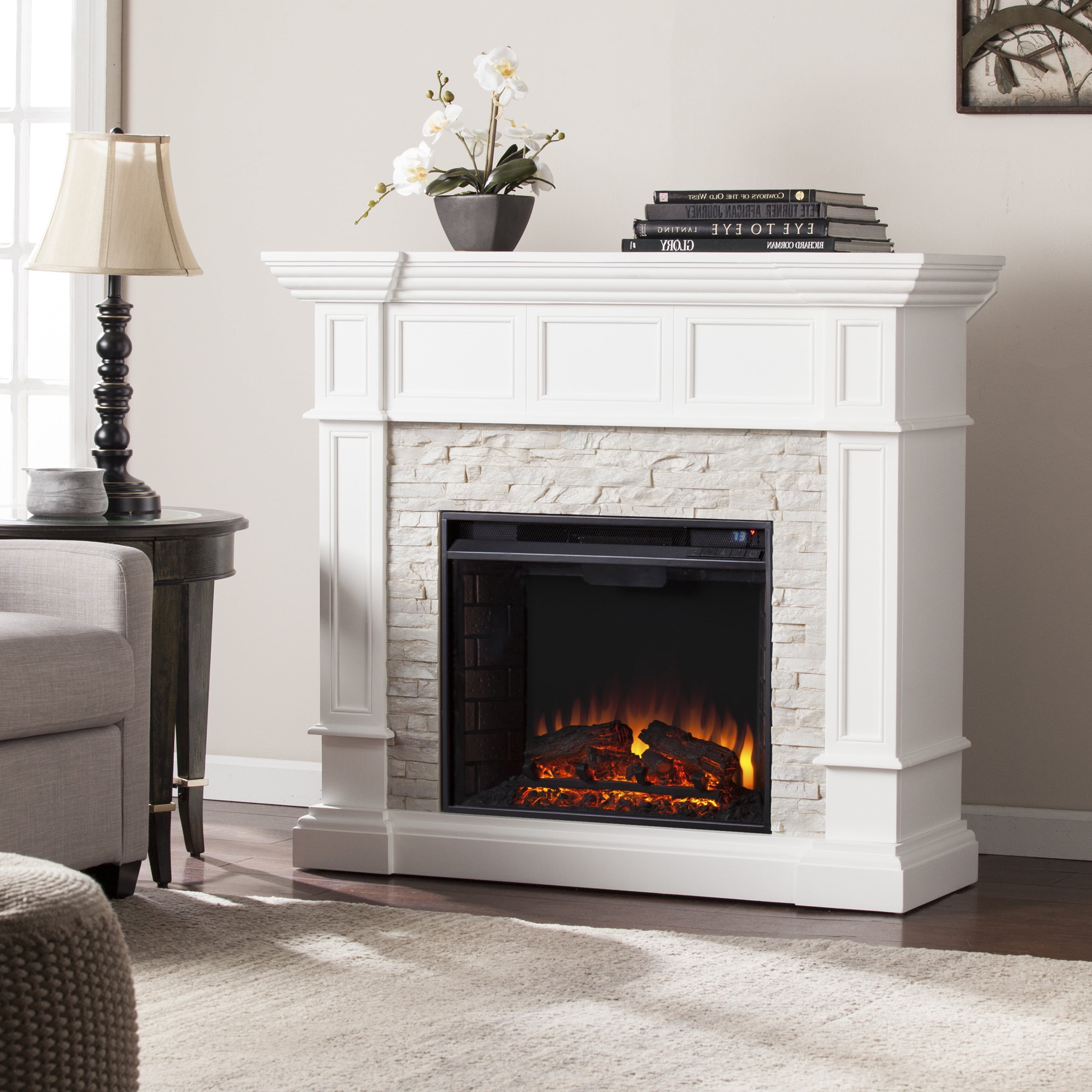 SEI Furniture Merrimack Corner Convertible Electric Fireplace 45.5 x 40.5  Freestanding Indoor Electric Fireplaces - Walmart.com