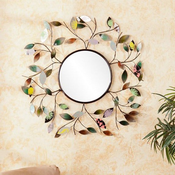 SEI Furniture Millara Decorative Metallic Leaf Wall Mirror 32.5 x 32.5