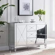 SEI Furniture Mirage 2 Door Mirrored Sideboard in Matte Silver