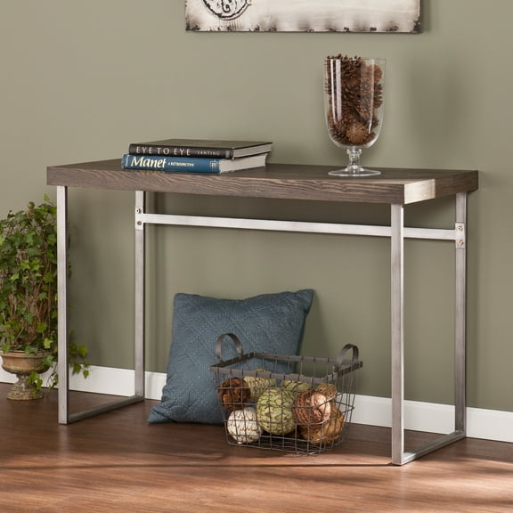 SEI Furniture Nolan Console Table in Weathered Burnt Oak