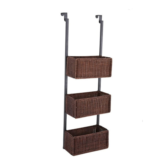 SEI Furniture Over The Door 3 Tier Basket Organizer, Espresso w/ Black