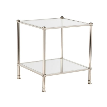 Southern Enterprises 23.5" Silver and Clear Contemporary Square End Table