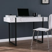 SEI Furniture Rangley Modern Desk in Black with White Faux Marble