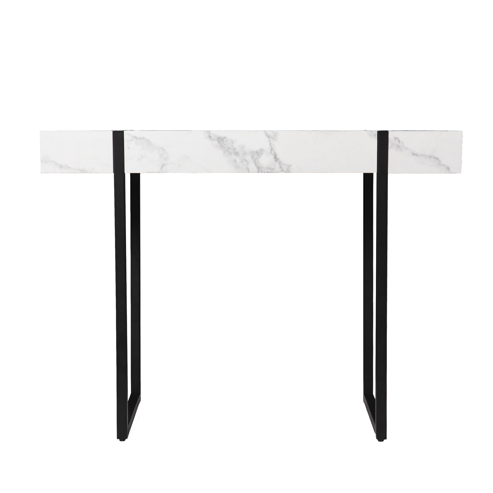 Sleek Modern Faux Marble & Metal Console Table with Storage