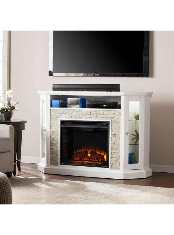 SEI Furniture Redden Corner Convertible Electric Media Fireplace 52.25 x 36.5 Freestanding Indoor Electric Fireplaces