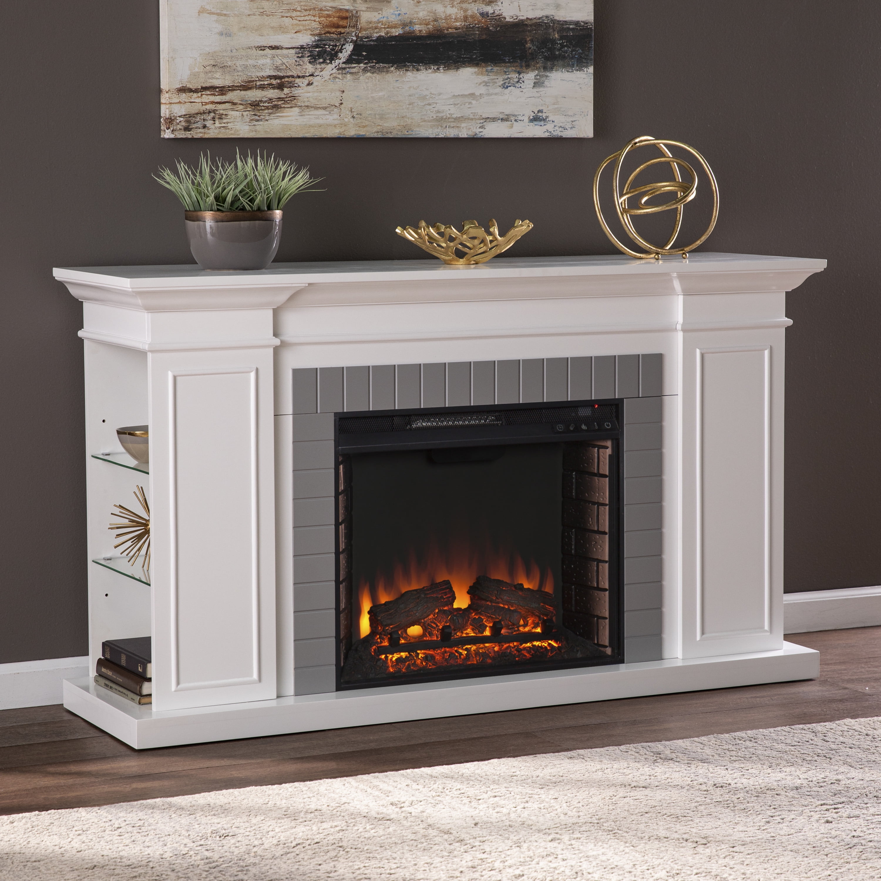 Southern Enterprises Rylana Bookcase Electric Fireplace