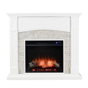SEI Furniture Seneca Transitional Wood Electric Media Fireplace in White