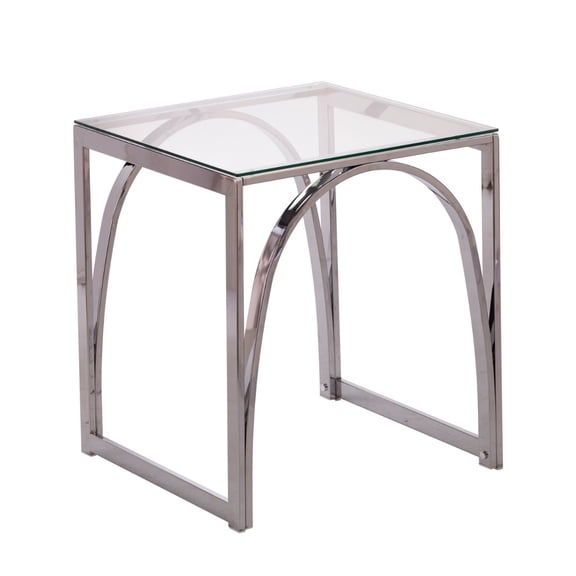 Southern Enterprises 22" Silver Classical Glass Top Square End Table with Arched Frame
